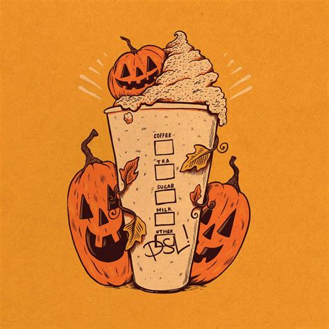 Download Aesthetic Cute Halloween Pumpkin Spice Latte Wallpaper ...