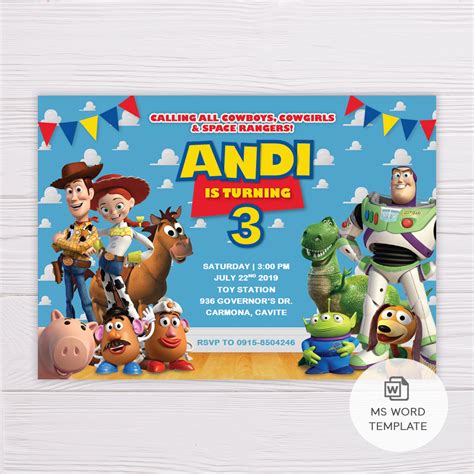 FREE PRINTABLE) – Toy Story Birthday Invitation Templates, 47% OFF