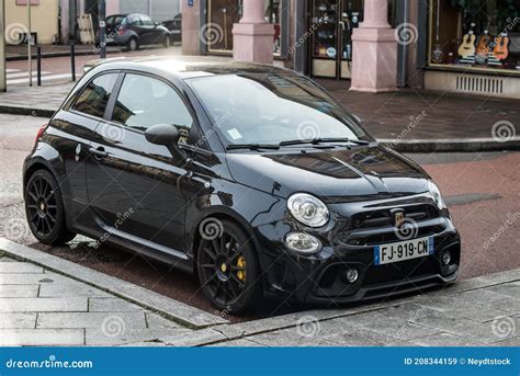 Front View of Black Fiat 500 Abarth Parked in the Street Editorial ...