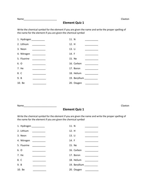 Element Quiz 1