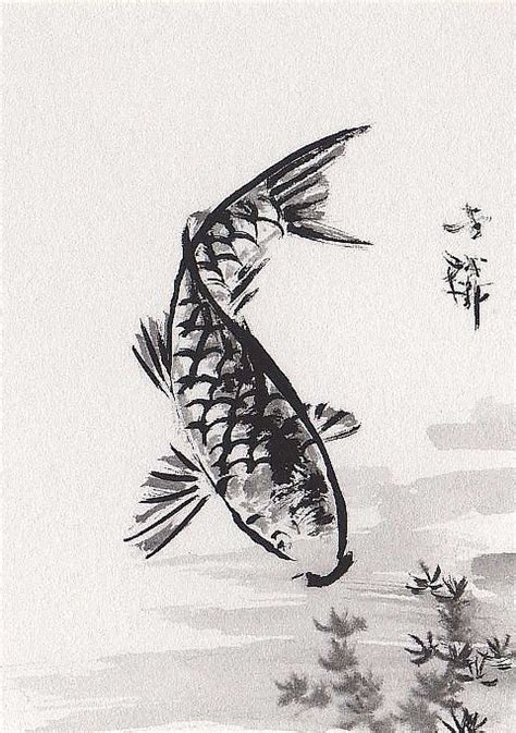 Orig Art ACEO SumiE Chinese Ink Brush Painting KOI Fish | Ink art ...