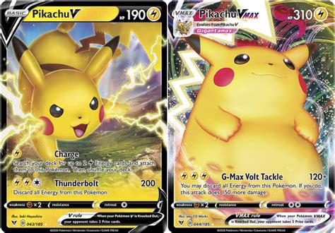 Pokemon Vmax Card Set - Pikachu VMAX 44/185 & Pikachu V 43/185 - Vivid ...