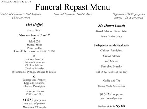 Repast Menu | Dominic’s Italian Restaurant