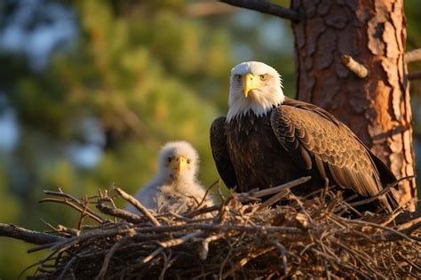 Premium AI Image | a bald eagle sitting on top of a nest