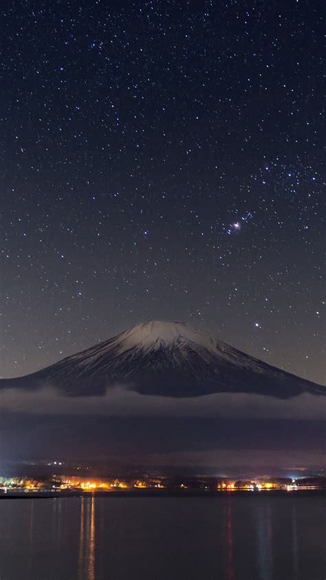 Photo Mount Fuji Japan Stars Volcano Nature Sky Night 1080x1920