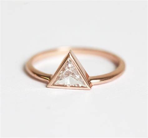 Triangle Diamond Ring Triangle Engagement Ring in Rose Gold | Etsy ...