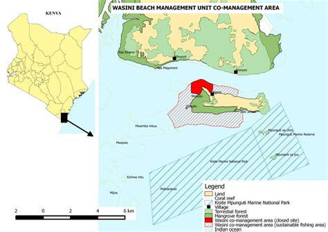 Map showing the location of the community conservation area at Wasini ...