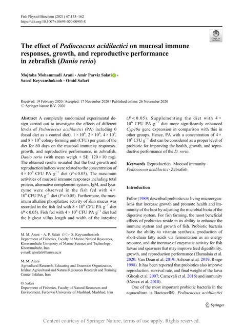 The effect of Pediococcus acidilactici on mucosal immune responses ...