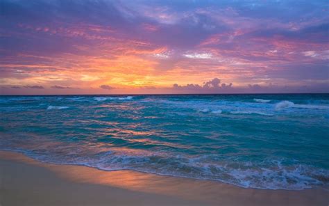 sea under orange sky #beach #sunset #sea #sky #horizon #1080P # ...