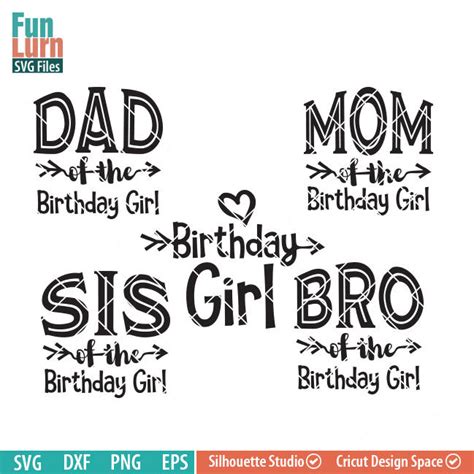 Birthday girl SVG , Mom, Dad, Bro, Sis of the Birthday girl SVG - FunLurn