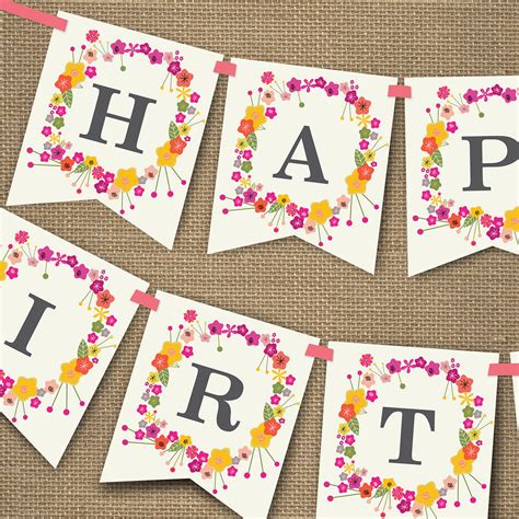 Floral Happy Birthday Banner – Sunshine Parties