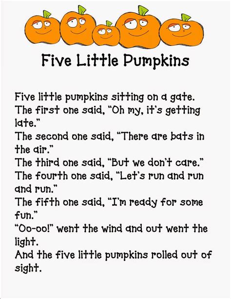 Printable Five Little Pumpkins