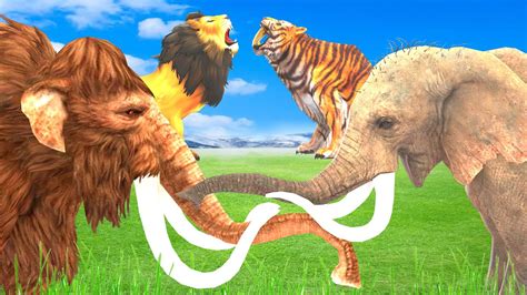 2 Saber-Toothed Tiger VS Woolly Mammoth Save Elephant | Mammoth ...