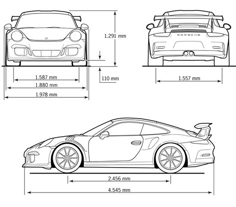 Porsche 911 GT3 RS 2016 Blueprint - Download free blueprint for 3D modeling