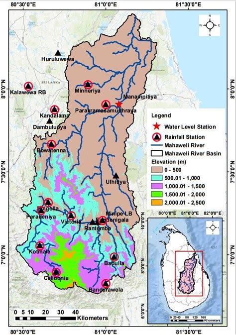 Study area of the Mahaweli river catchment map | Download Scientific ...