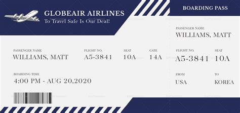 Printable Airline Ticket Template Free