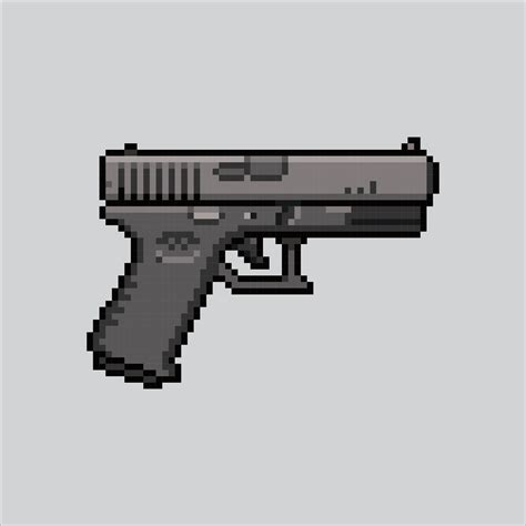 Pixel art Glock Gun. Pixelated Pistol. Handgun Glock weapon icons ...