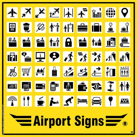 Vetor de Set of airport signs and symbols for standards using to ...