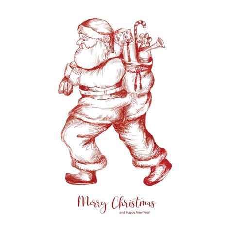 Hand draw sketch christmas santa claus card design 15237285 Vector Art ...