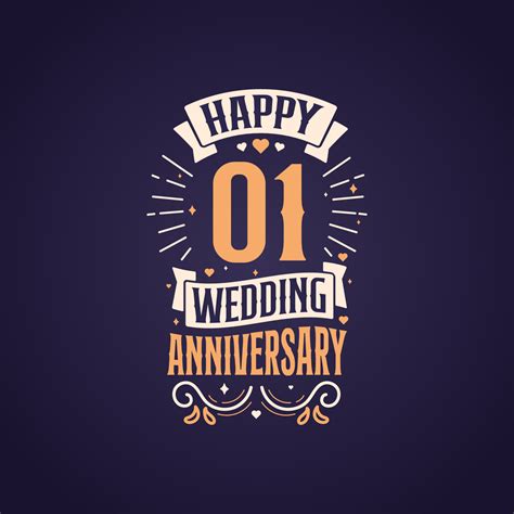 Happy 1st wedding anniversary quote lettering design. 1 years ...