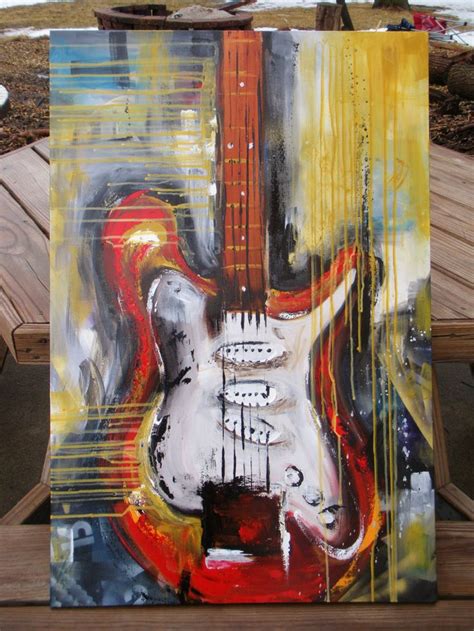 Guitar Painting Abstract Painting Large by heatherdaypaintings Guitar ...