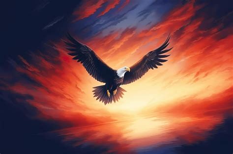 Premium AI Image | Eagle flying in the sky beautiful sunset