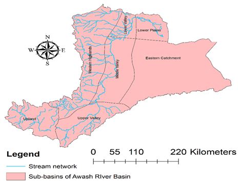 Sub-basins and main streams of the Awash River Basin. | Download ...