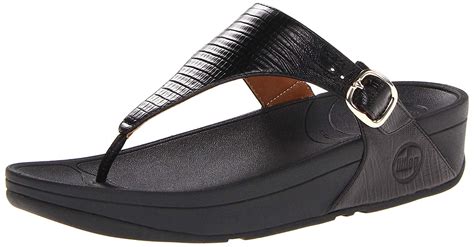 FitFlop - FitFlop Women's The Skinny All-Black Croc Ankle Buckle Flip ...