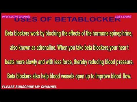 Beta blocker Uses Brand name,Generic Name ,Side effects informative tv ...