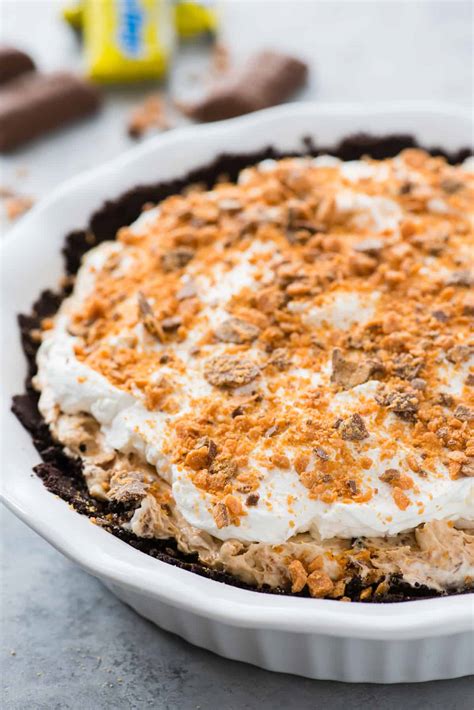 Butterfinger Pie - no bake butterfinger dessert, only 8 ingredients!