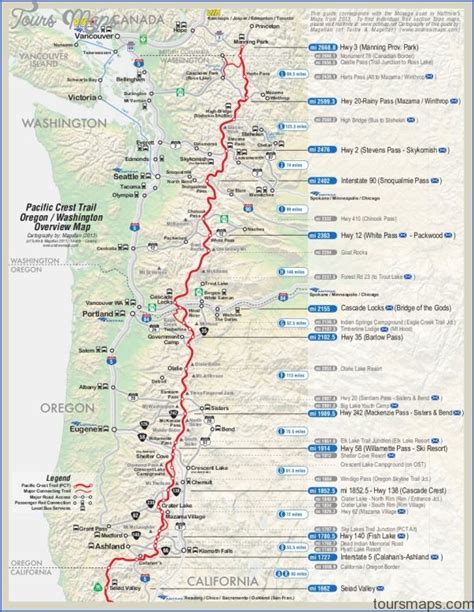 PACIFIC CREST TRAIL MAP WASHINGTON - ToursMaps.com