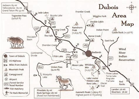 Dubois Area Map - Destination Dubois