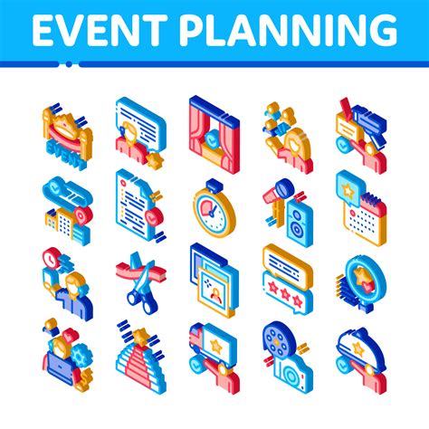 Event Party Planning Isometric Icons Set Vector 19474725 Vector Art at ...