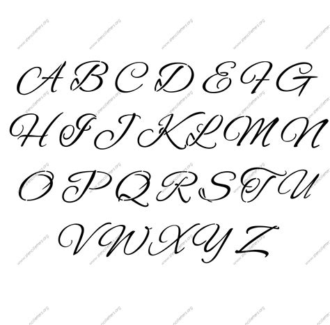 Flowing Cursive Uppercase & Lowercase Letter Stencils A-Z 1/4 inch up ...