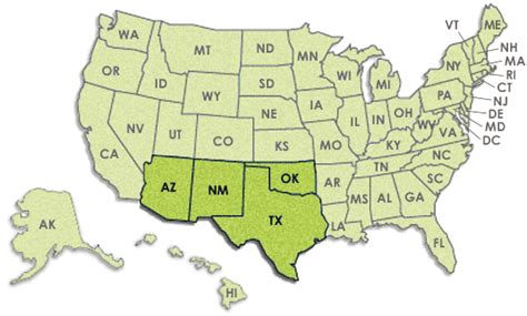 The Southwest Region - States in the Southwest Region