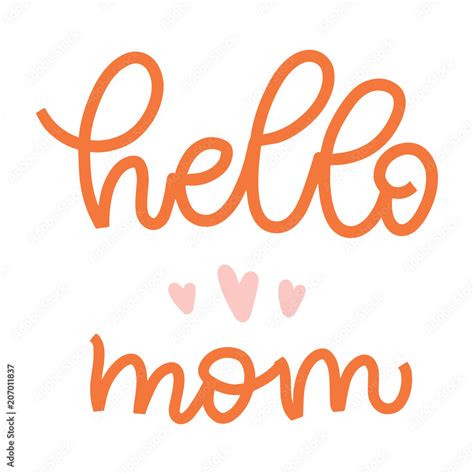 hello mom - vintage style calligraphy with text, lettering sticker ...