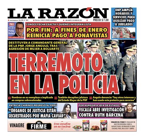 Portada Diario La Razón (23/01/2024) - La Razón