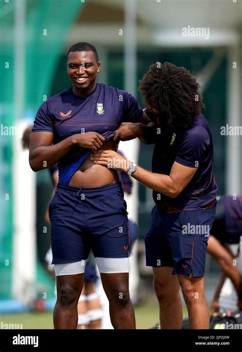 South Africa's Lungi Ngidi, (left) during a nets session at Lord's ...