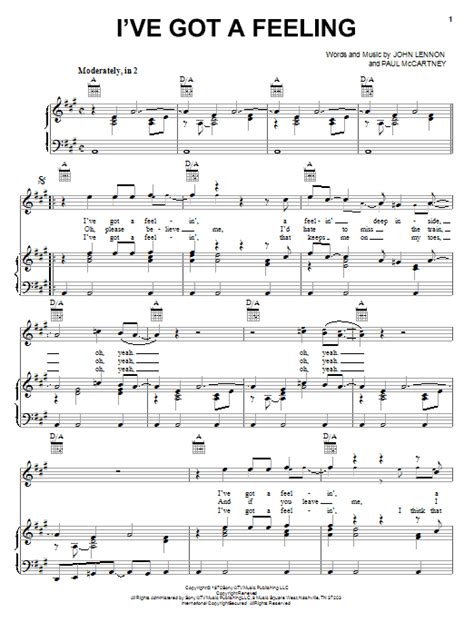 I've Got A Feeling sheet music by The Beatles (Piano, Vocal & Guitar ...