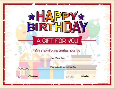 Birthday Gift Certificate for MS Word DOWNLOAD at http ...