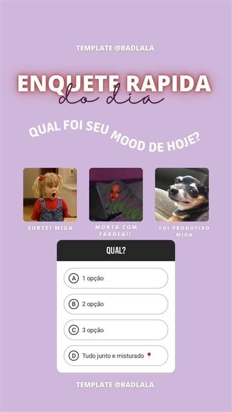 Enquete Instagram story mood do dia | Perguntas e respostas brincadeira ...