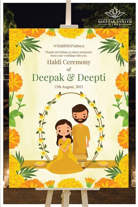 Haldi Welcome Signs & Haldi Signs, Haldi Ceremony Signage Couple for ...