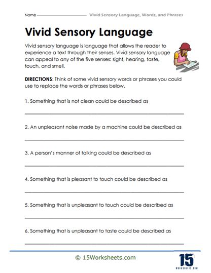 Vivid Sensory Language Worksheets - 15 Worksheets.com