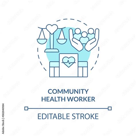 Community health worker turquoise concept icon. Social services. Career ...