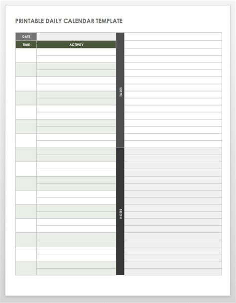 Daily Calendar Template | Free Word Templates