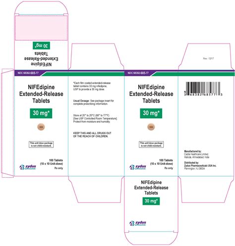 Nifedipine Extended-Release Tablets - FDA prescribing information, side ...