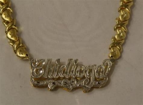 14k Gold Plate Personalized Any Name Double Plate Nameplate Necklace w ...