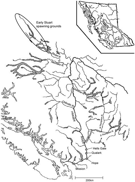 Map of the Fraser River watershed. Map of the Fraser River watershed ...