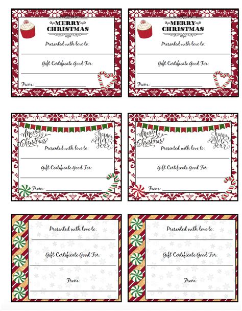 FREE Printable Christmas Gift Certificates: 7 Designs, Pick Your Favorites