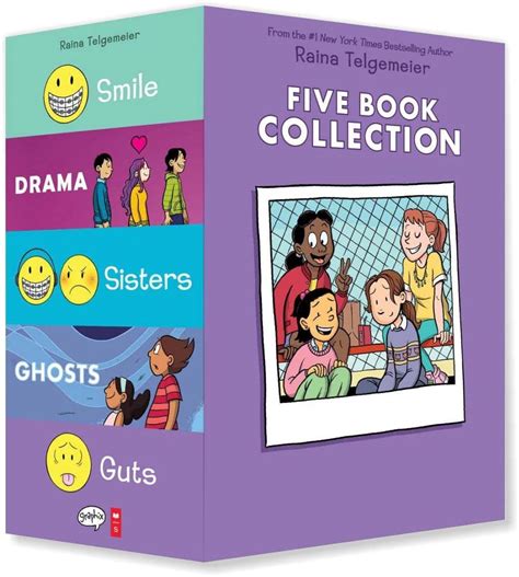 Raina Telgemeier 5 Books Box Set -- Smile; Drama; Sisters; Ghosts ...